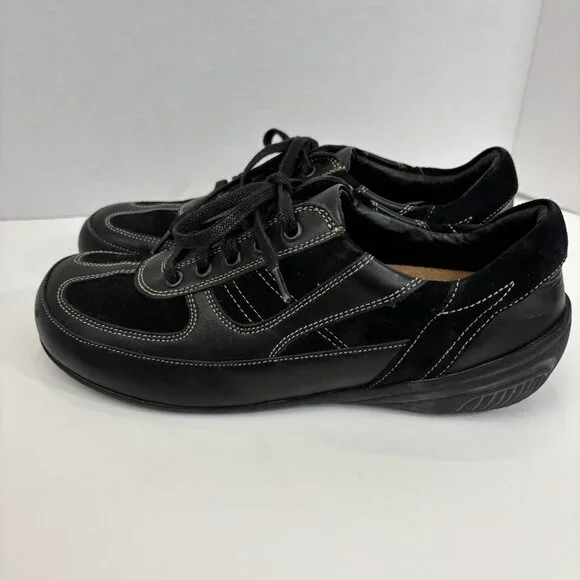 Birkenstock Footprints Leather Lace Up Walking Shoes Womens 8 39 Black Sneakers - Picture 8 of 12